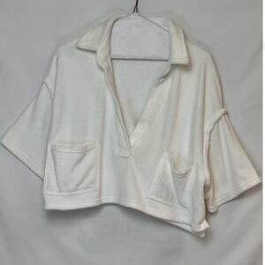 FP Beach Womens Size XS White Short Sleeve Jersey Beach Pool Vacation Cruise Top